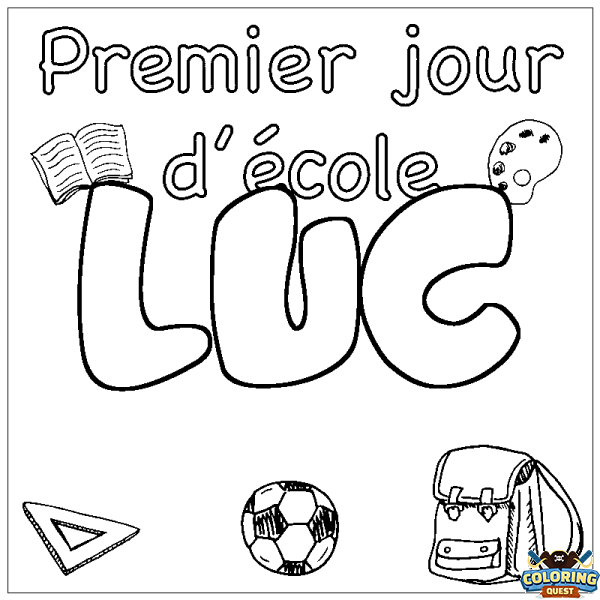 Coloring page first name LUC - School First day background