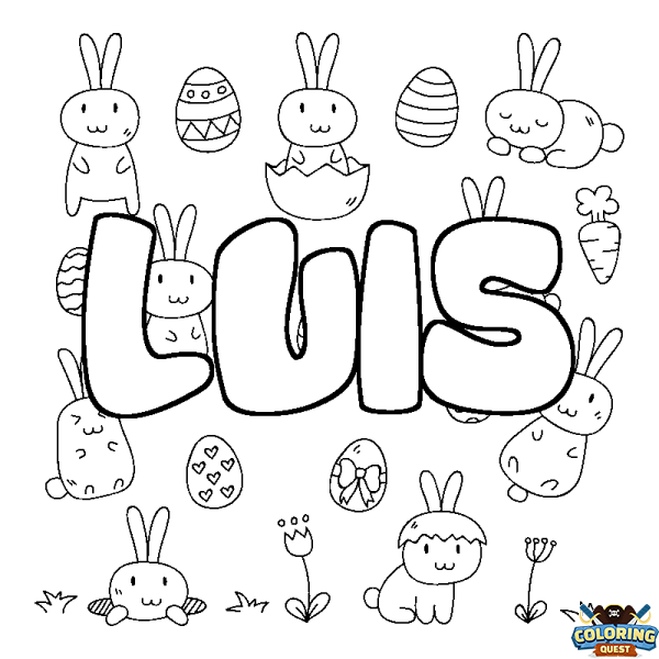 Coloring page first name LUIS - Easter background