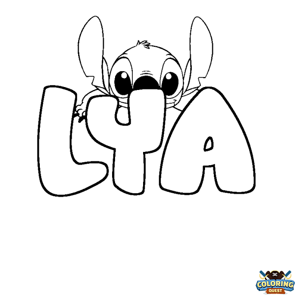 Coloring page first name LYA - Stitch background