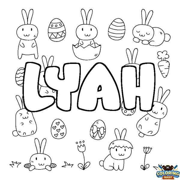 Coloring page first name LYAH - Easter background