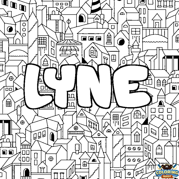 Coloring page first name LYNE - City background