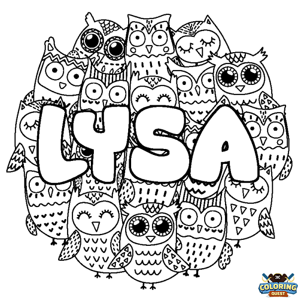 Coloring page first name LYSA - Owls background