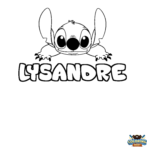 Coloring page first name LYSANDRE - Stitch background