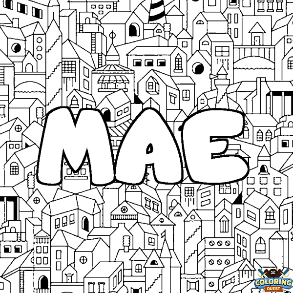 Coloring page first name MAE - City background