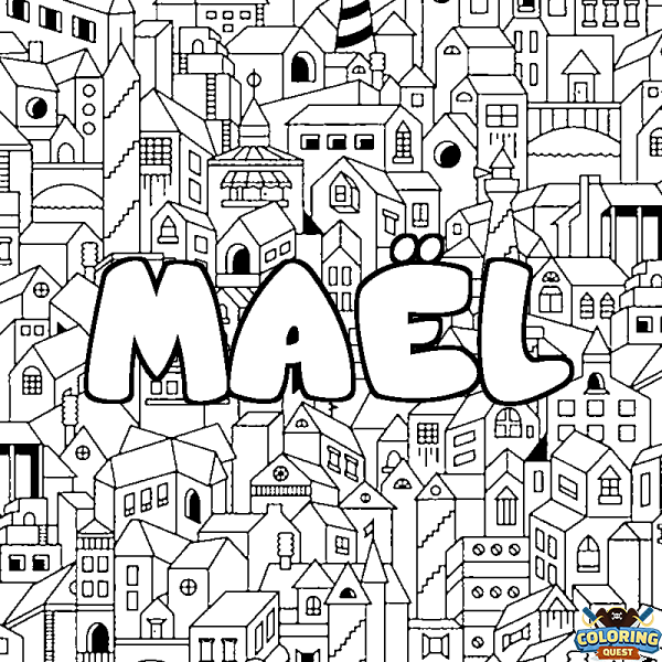 Coloring page first name MA&Euml;L - City background