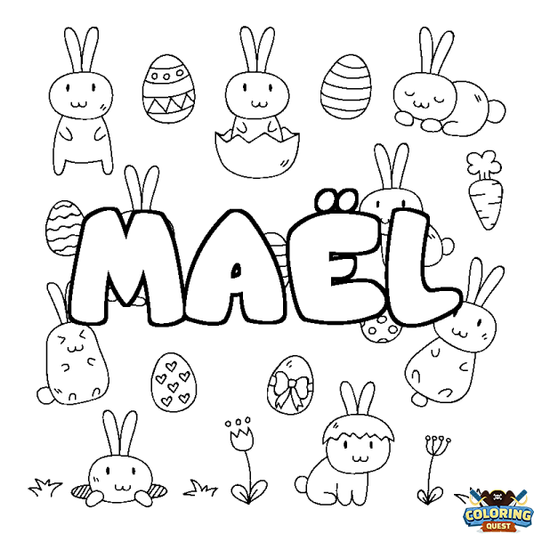 Coloring page first name MA&Euml;L - Easter background