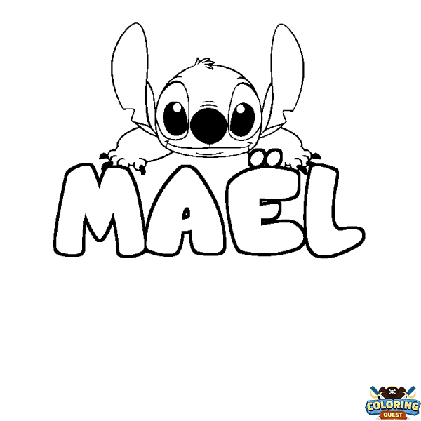 Coloring page first name MA&Euml;L - Stitch background