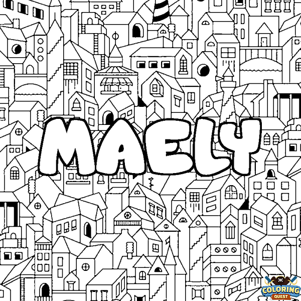 Coloring page first name MAELY - City background