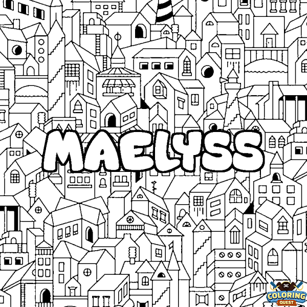 Coloring page first name MAELYSS - City background