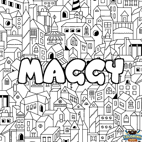 Coloring page first name MAGGY - City background