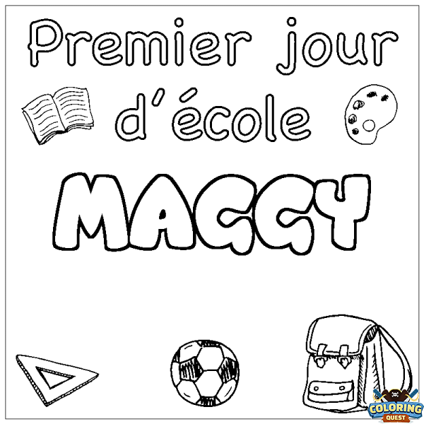 Coloring page first name MAGGY - School First day background