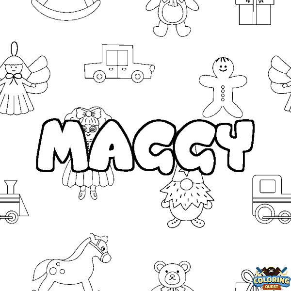 Coloring page first name MAGGY - Toys background