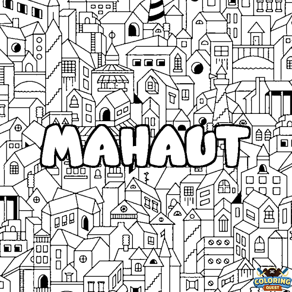 Coloring page first name MAHAUT - City background