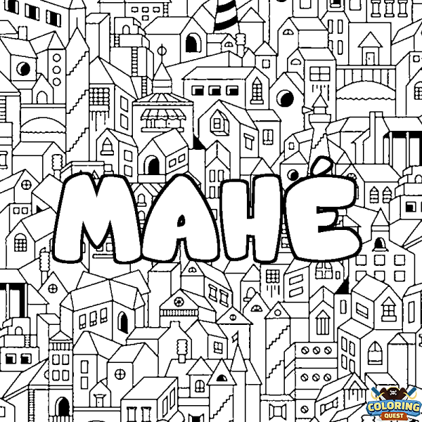 Coloring page first name MAH&Eacute; - City background