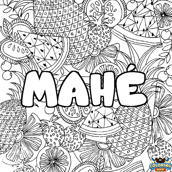 Coloring page first name MAH&Eacute; - Fruits mandala background