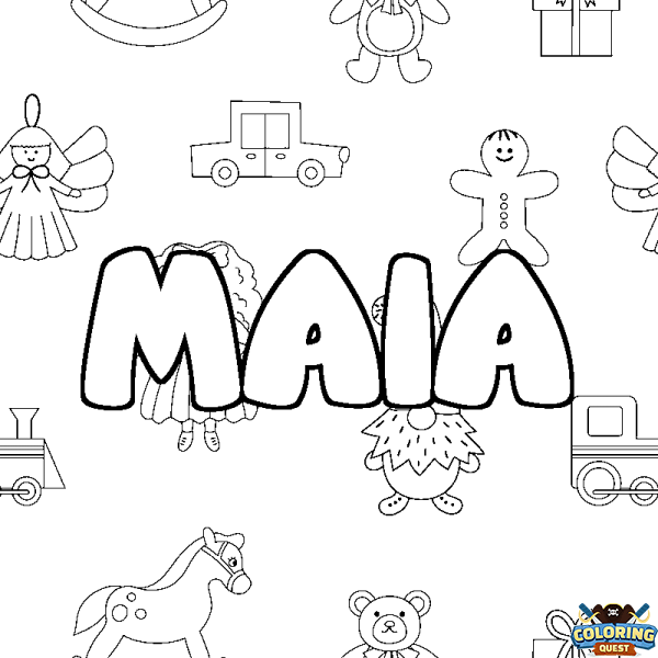 Coloring page first name MAIA - Toys background