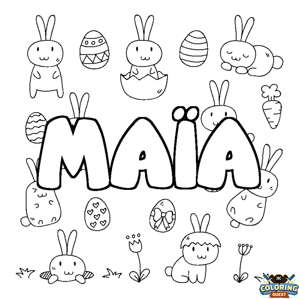 Coloring page first name MA&Iuml;A - Easter background