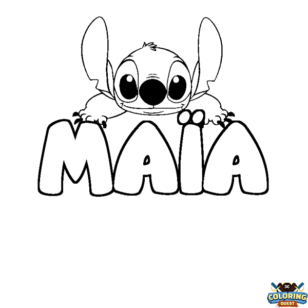 Coloring page first name MA&Iuml;A - Stitch background