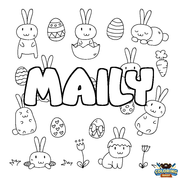 Coloring page first name MAILY - Easter background