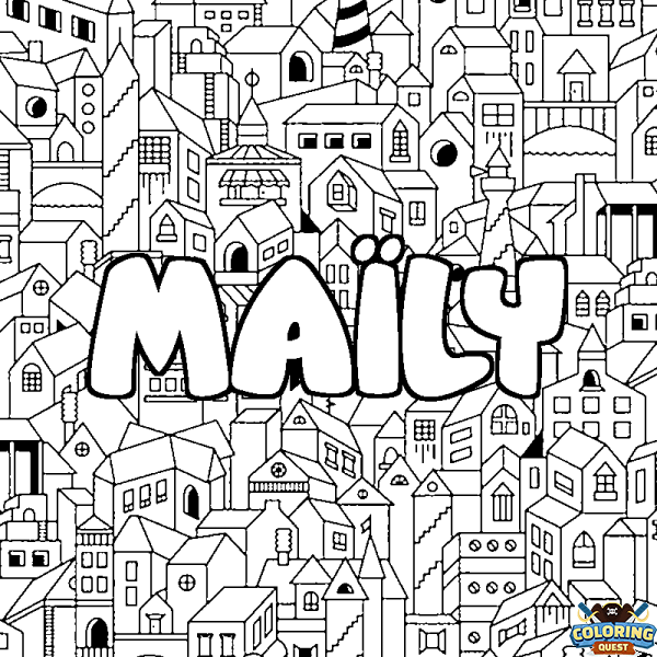 Coloring page first name MA&Iuml;LY - City background