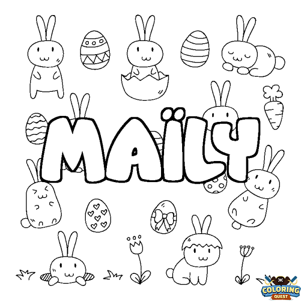 Coloring page first name MA&Iuml;LY - Easter background