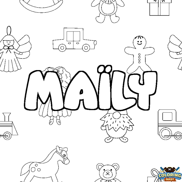 Coloring page first name MA&Iuml;LY - Toys background