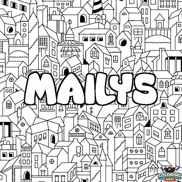 Coloring page first name MAILYS - City background