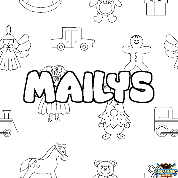 Coloring page first name MAILYS - Toys background