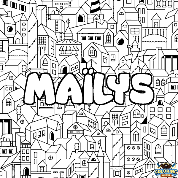 Coloring page first name MA&Iuml;LYS - City background