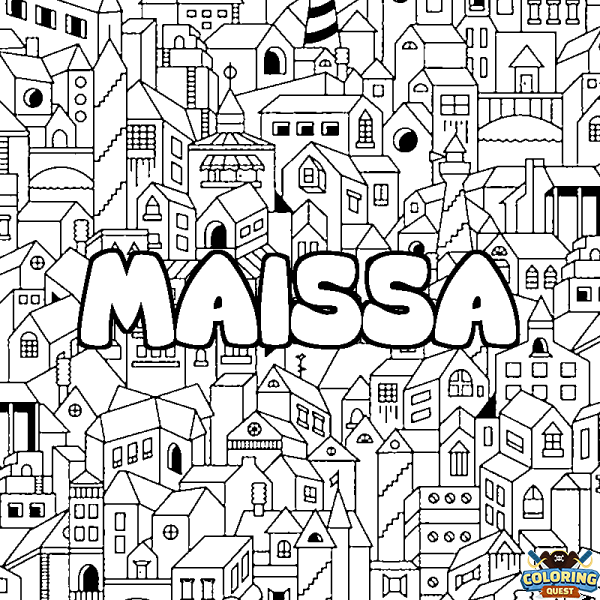 Coloring page first name MAISSA - City background