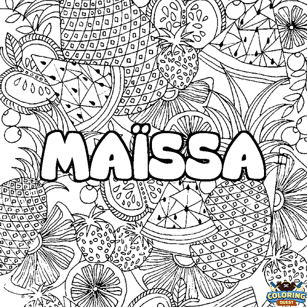 Coloring page first name MA&Iuml;SSA - Fruits mandala background