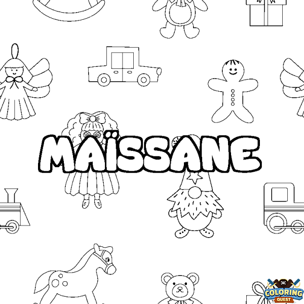 Coloring page first name MA&Iuml;SSANE - Toys background