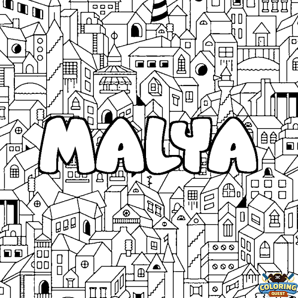 Coloring page first name MALYA - City background