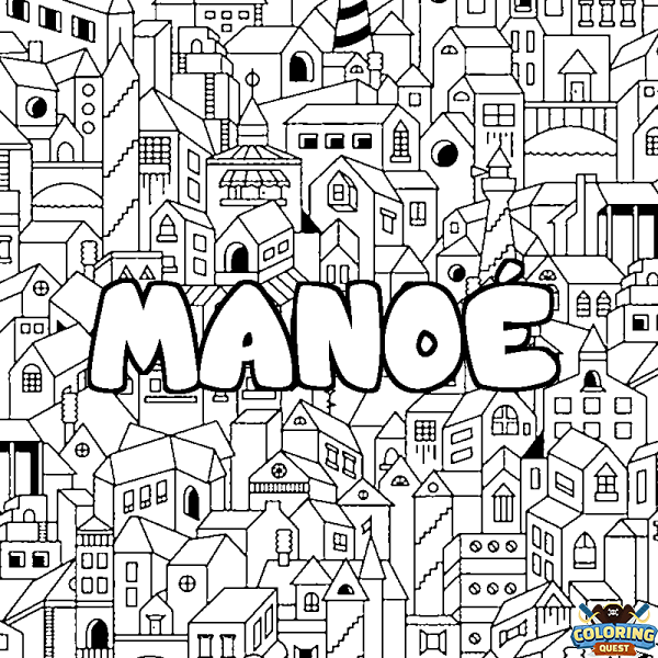 Coloring page first name MANO&Eacute; - City background