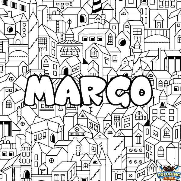 Coloring page first name MARGO - City background