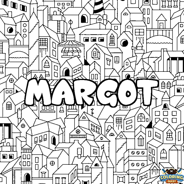 Coloring page first name MARGOT - City background