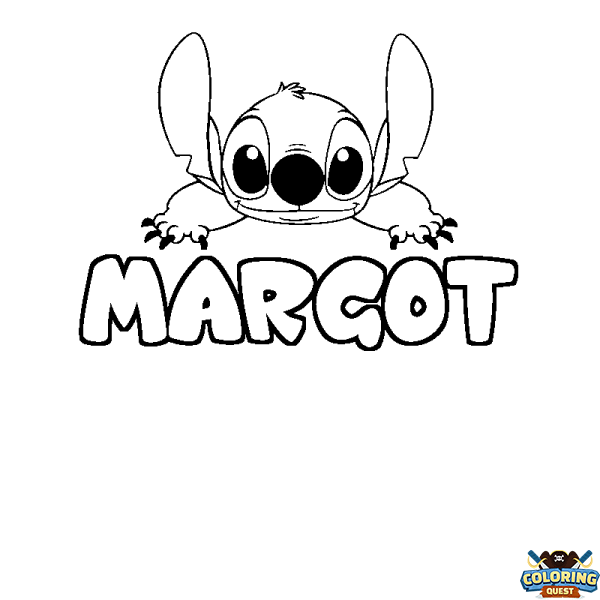 Coloring page first name MARGOT - Stitch background