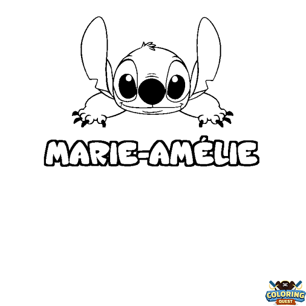 Coloring page first name MARIE-AM&Eacute;LIE - Stitch background