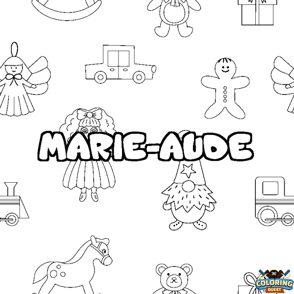 Coloring page first name MARIE-AUDE - Toys background