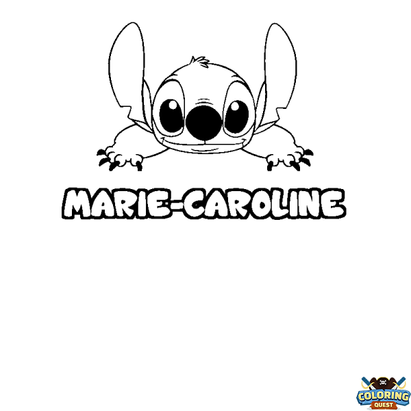 Coloring page first name MARIE-CAROLINE - Stitch background