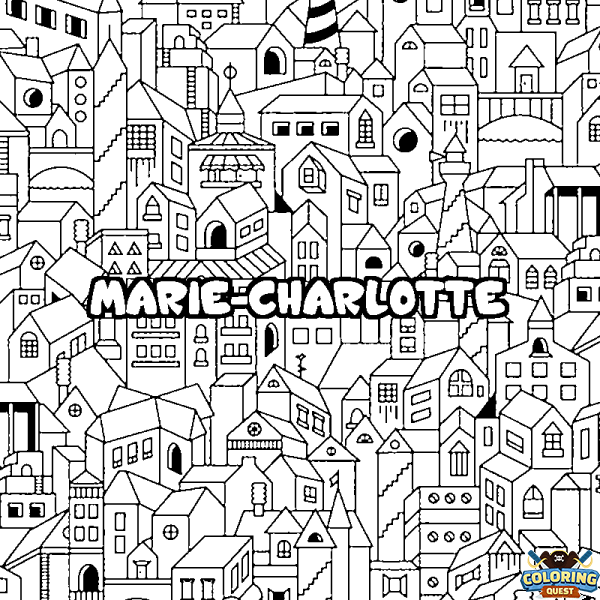 Coloring page first name MARIE-CHARLOTTE - City background