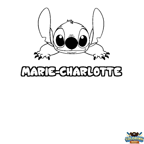 Coloring page first name MARIE-CHARLOTTE - Stitch background