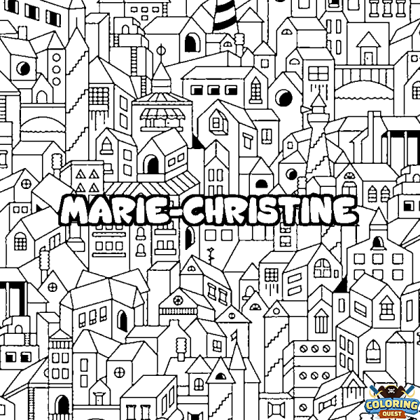 Coloring page first name MARIE-CHRISTINE - City background