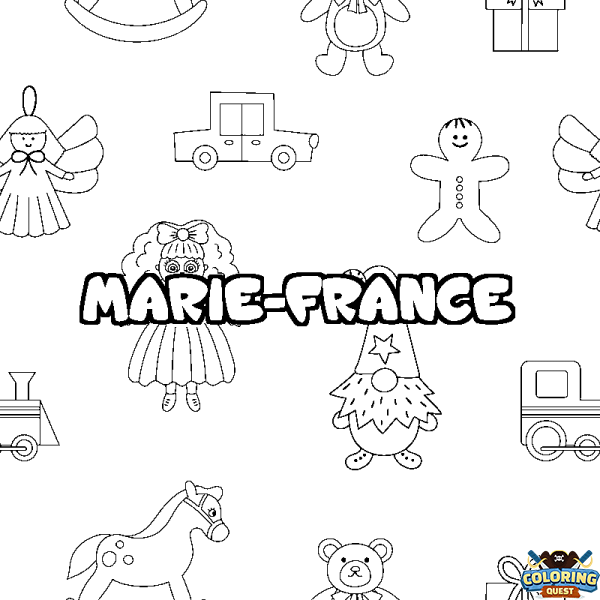 Coloring page first name MARIE-FRANCE - Toys background