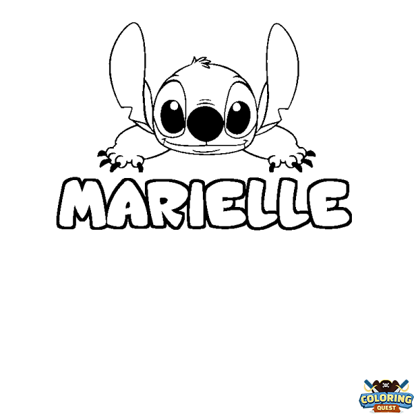 Coloring page first name MARIELLE - Stitch background