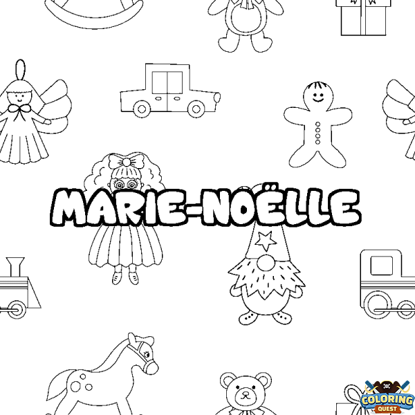 Coloring page first name MARIE-NO&Euml;LLE - Toys background