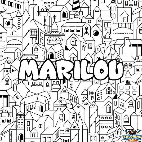 Coloring page first name MARILOU - City background