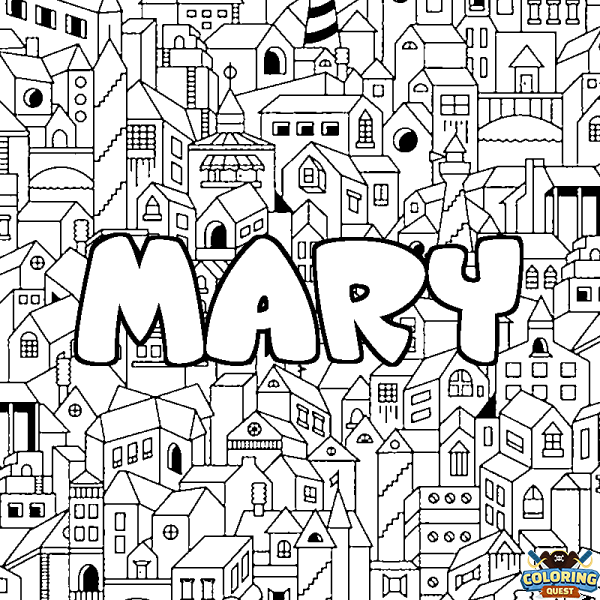 Coloring page first name MARY - City background