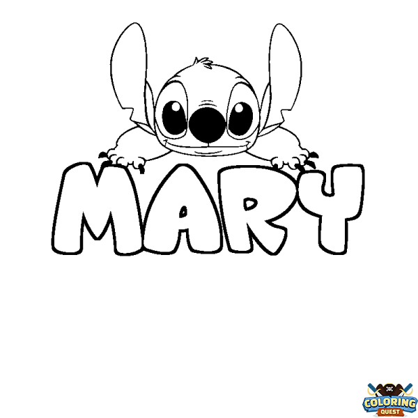 Coloring page first name MARY - Stitch background