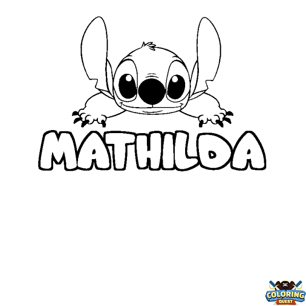 Coloring page first name MATHILDA - Stitch background